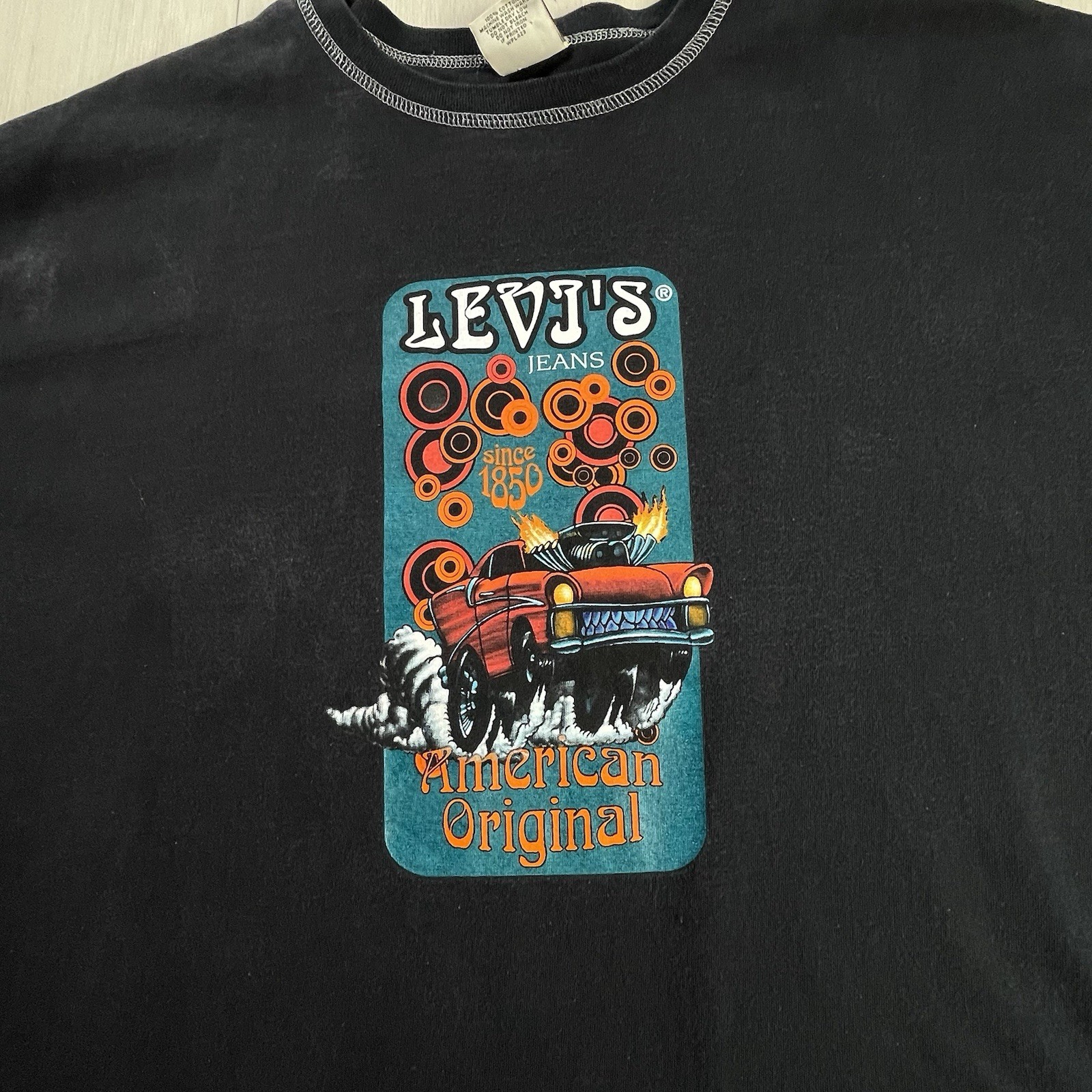 Vtg Levi’s Shirt Mens XL Black Drag Race Tee American Original Crew Neck U.S. gallery