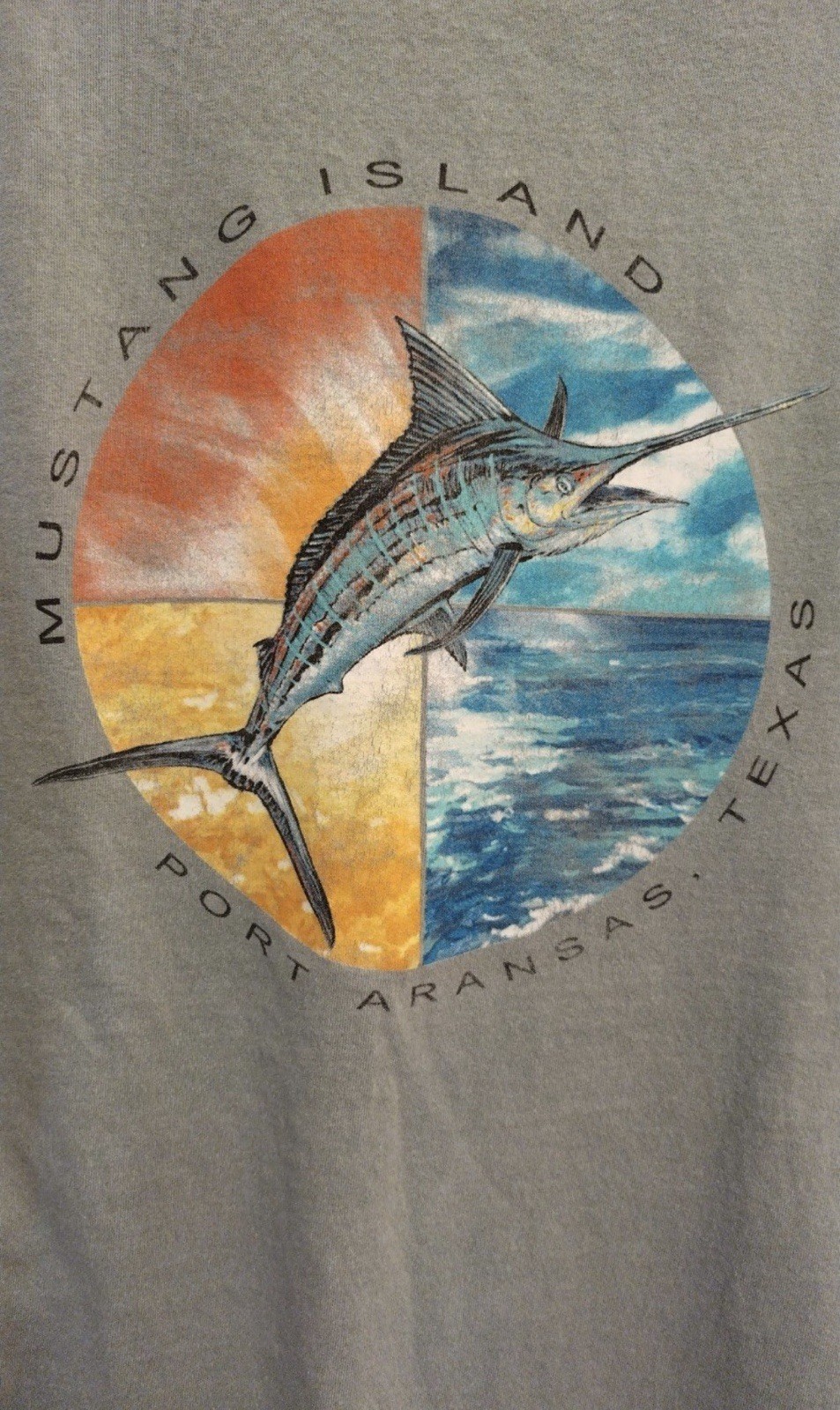 Mustang Island Port Aransas Texas Shirt Large Texan Marlin Fish Fishing BG2 gallery