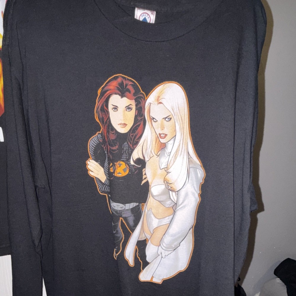 Vintage Marvel Comics X-Men Jean Grey Emma Frost 2002 XL Long Sleeve