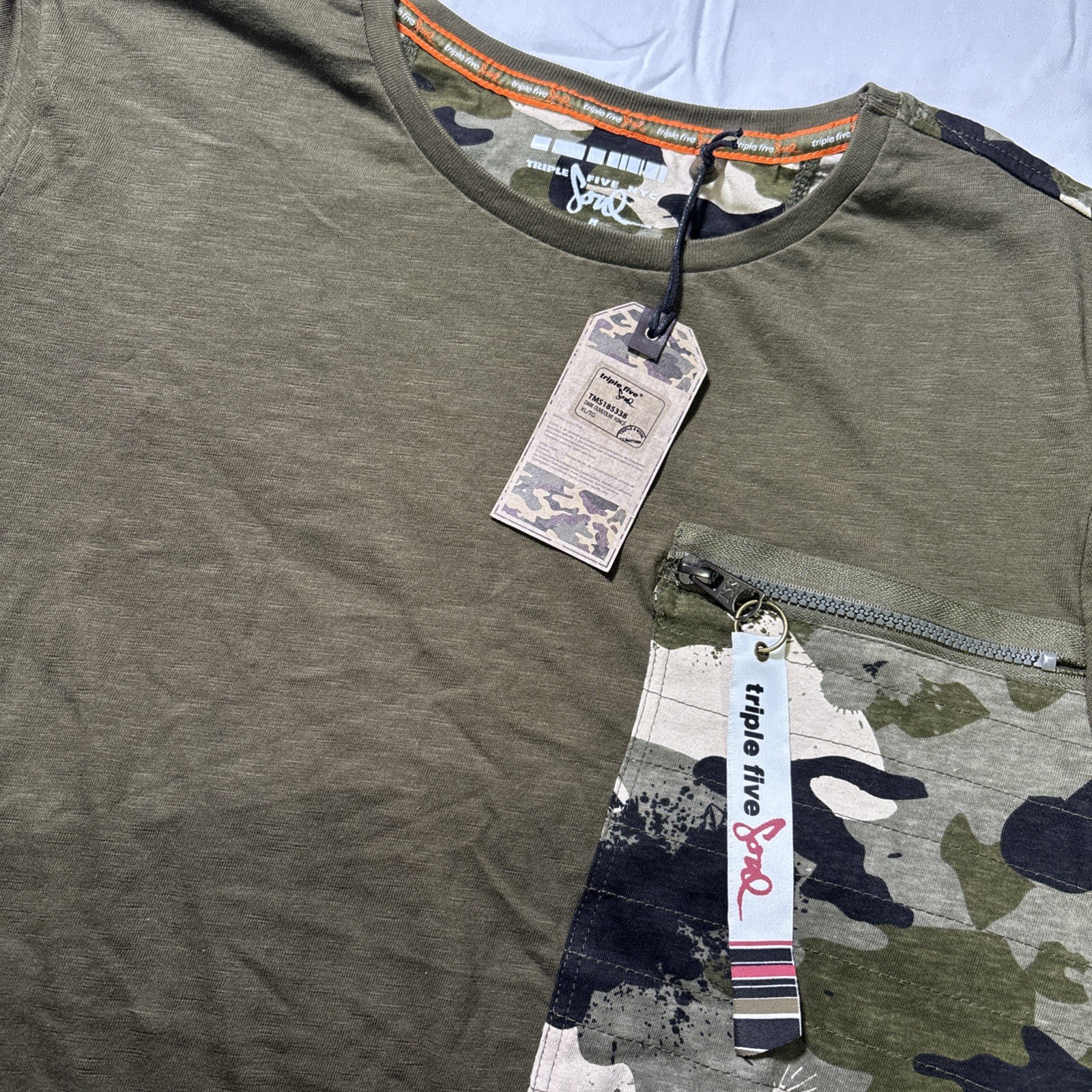 Triple Five Soul Shirt Mens XL Tee Camouflage Army Fatigue Grunge Zipper NWT gallery