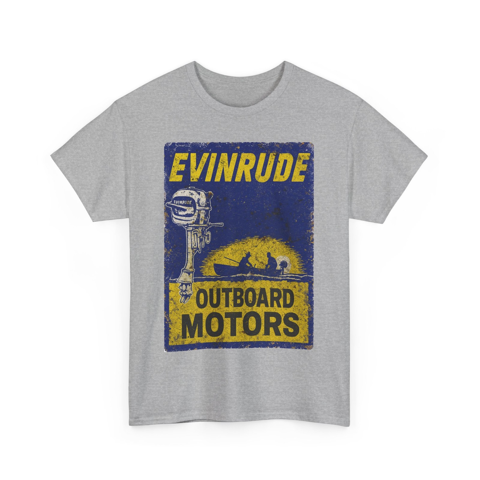Vintage Evinrude Outboard Motors Distressed Fishing Boat Boating Graphic T-Shirt gallery
