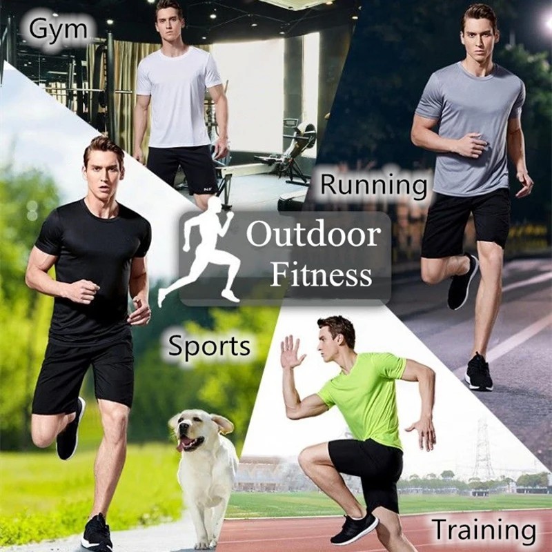 Men Summer Ice Silk Short Sleeve T-Shirt Quick Dry Fitness Sports Gym Wear Gift gallery
