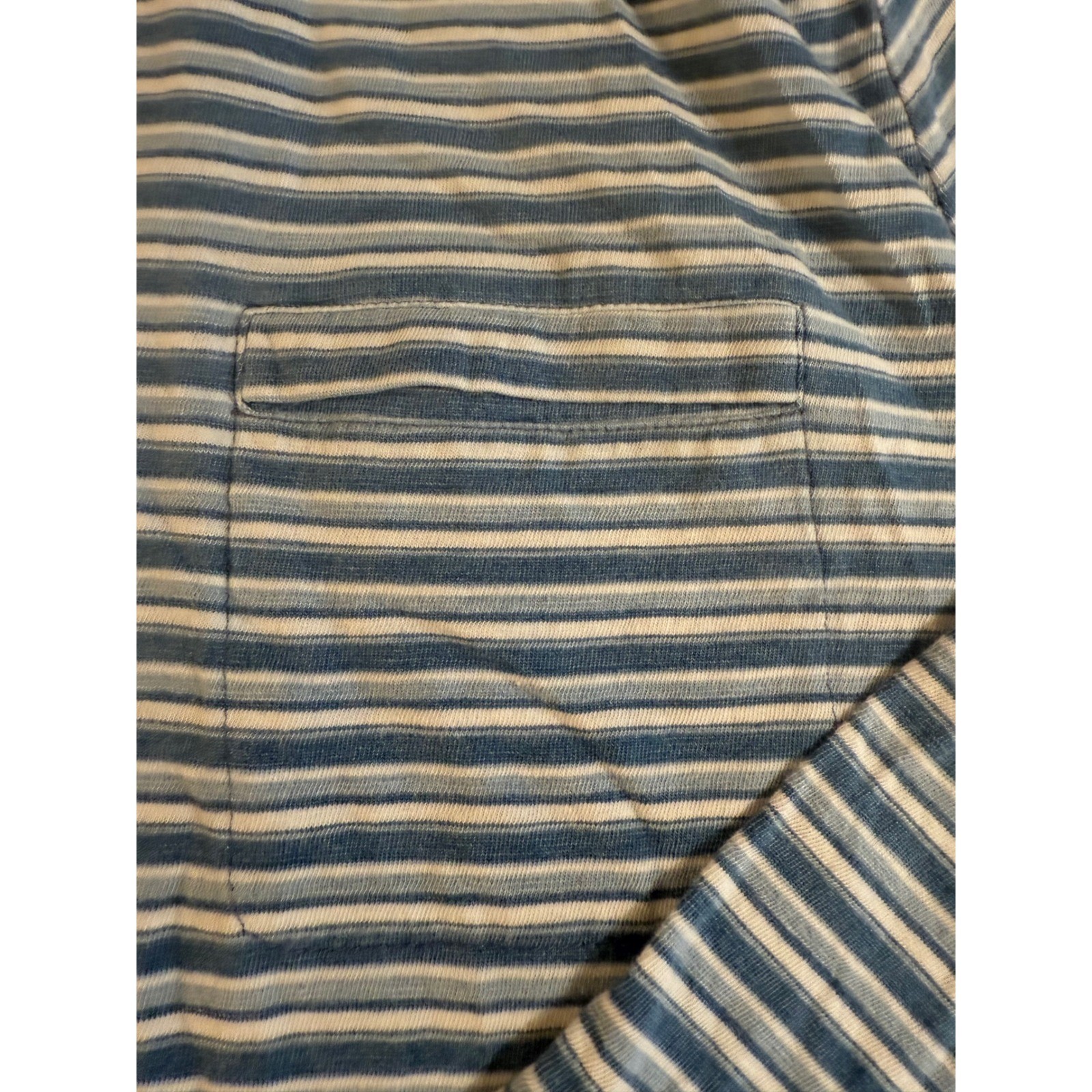Johnnie-O Hangin Out Mens XL Blue Striped Long Sleeve Henley Shirt Stand Collar gallery