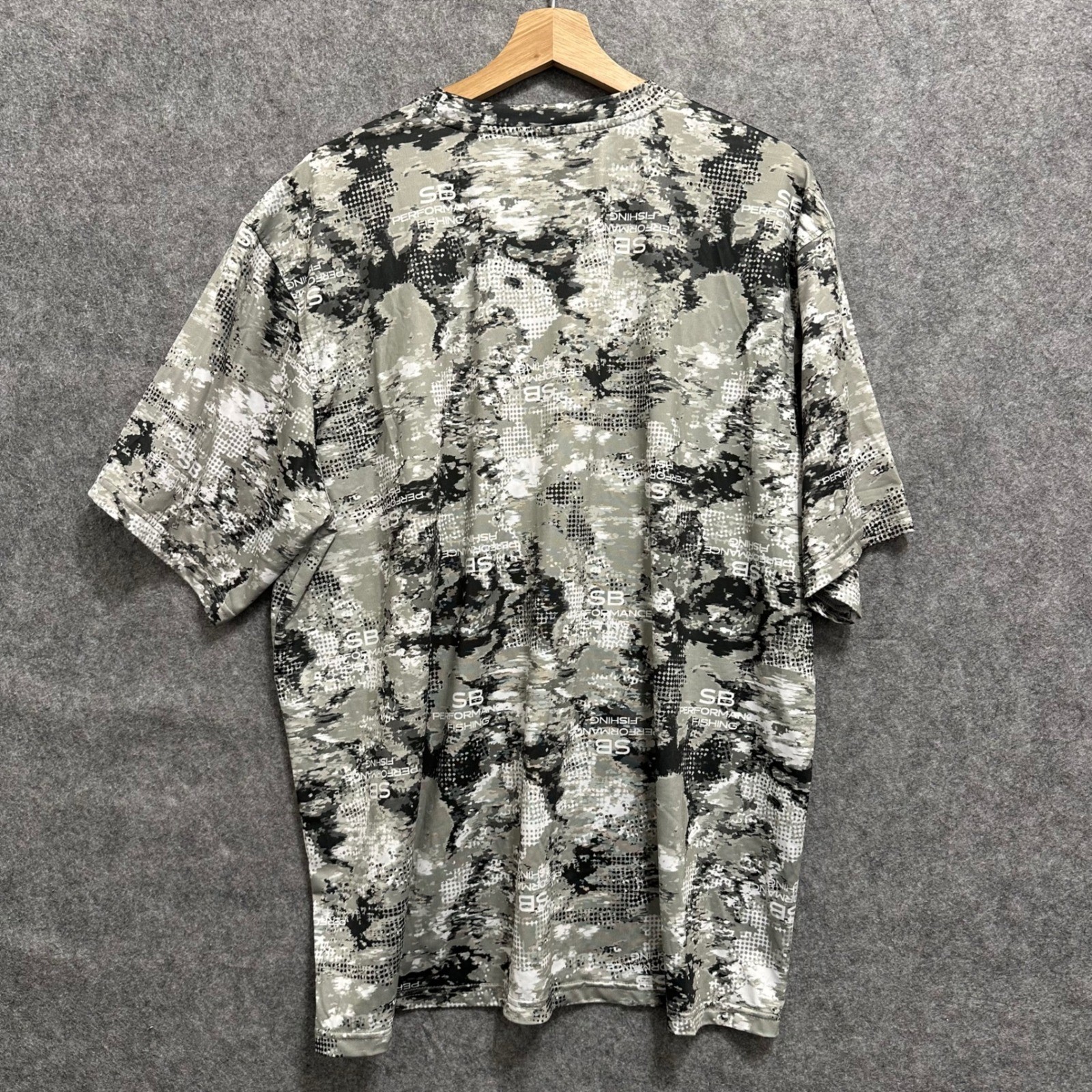 Silver Bait Fishing Shirt Mens XL Gray Camo Performance Short Sleeve Tee Spandex gallery