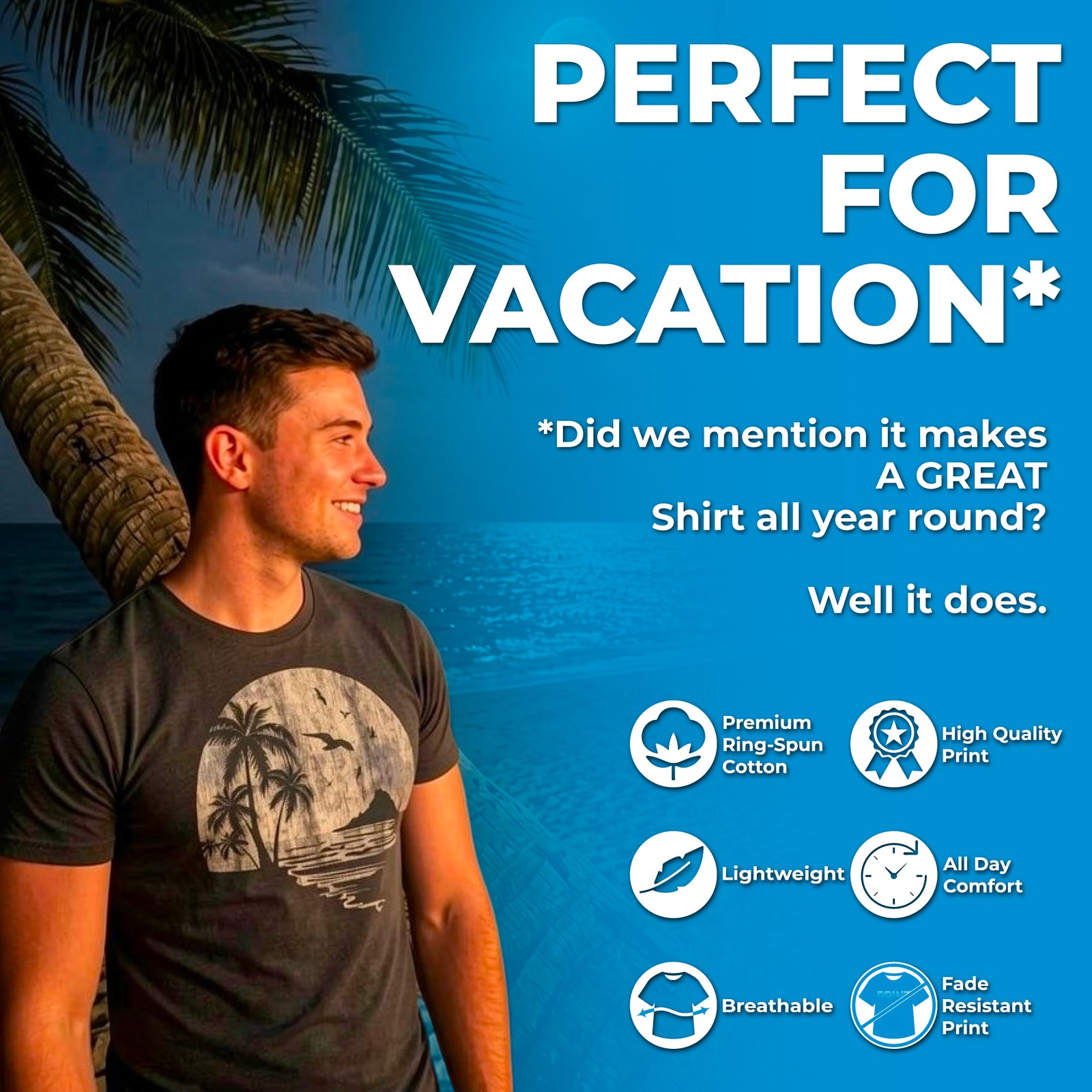 Mens Funny T Shirts Beach Day Sunglasses Sarcastic Vacation Tee For Men gallery