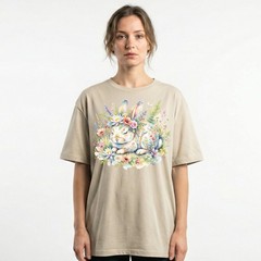 Easter Bunny Floral Watercolor Spring T-Shirt Pastel Cute Animal Lover Gift Tee