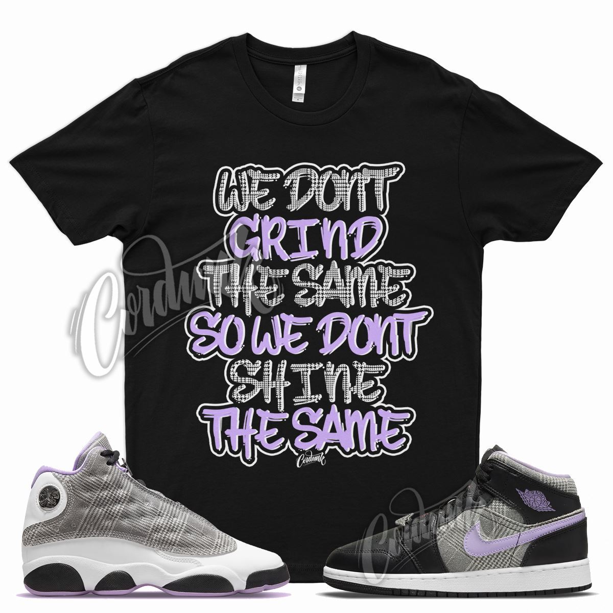 GRIND T Shirt for J1 1 Mid SE GS Houndstooth Lilac Silver Plaid Violet 13 gallery