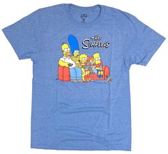 The Simpsons Family Couch Men’s Blue Heather T-Shirt New