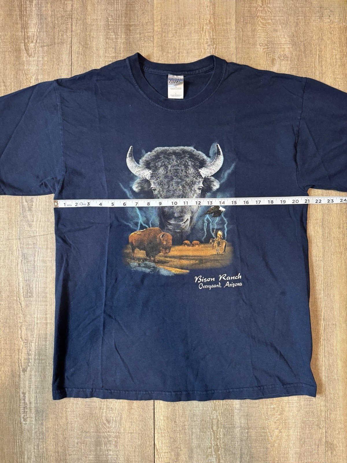 Gildan Ultra Cotton Men's Navy Bison Ranch Graphic Crew Tee Short Sleeve L gallery