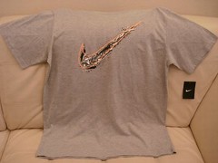 NEW WT MEN’S GRAY BLACK WHITE ORANGE SWOOSH NIKE ATHLETIC T-SHIRT NESS5669 S,M