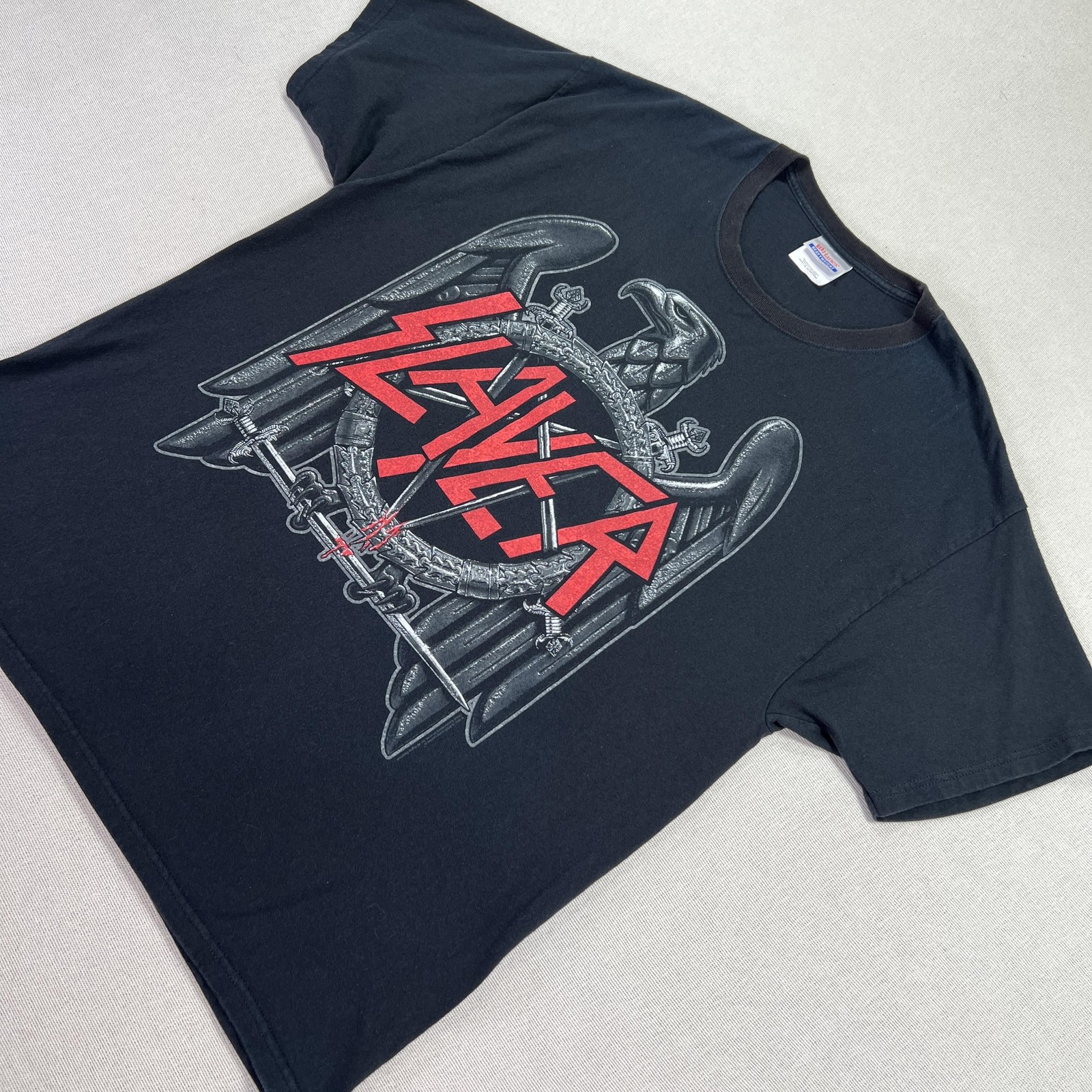 Slayer Shirt Mens XL Black Hanes Heavyweight 2010 Tour Band Tee Back Hit gallery