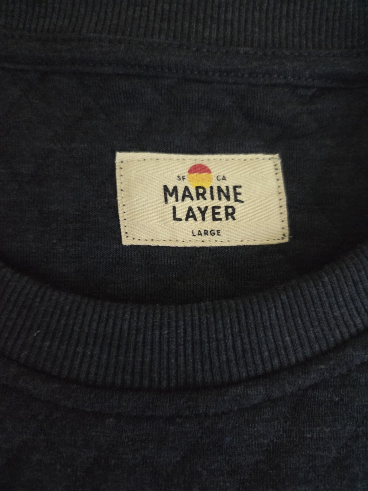 MARINE LAYER Corbet Quilted Crewneck Men's Pullover Size Large Navy gallery