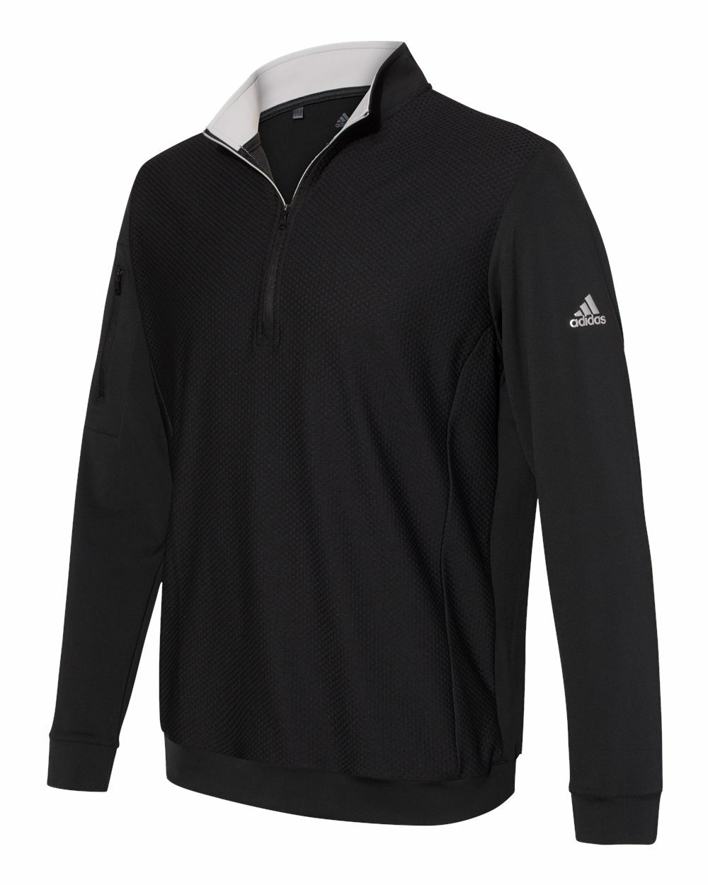 Adidas Golf Top UPF 50+ Logo Performance Textured 1/4 Zip Pocket Pullover Jacket
