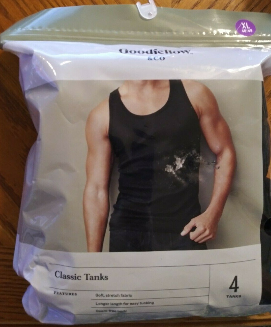 Goodiellow & Co Mens Size XL (46/48) Black 4 Pack Tanks Classic Longer Length Se