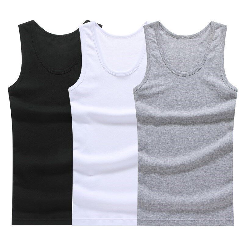 Men's 100% Cotton Tank Top A-Shirt Wife Beater Ribbed Undershirts Size: S-4XL gallery