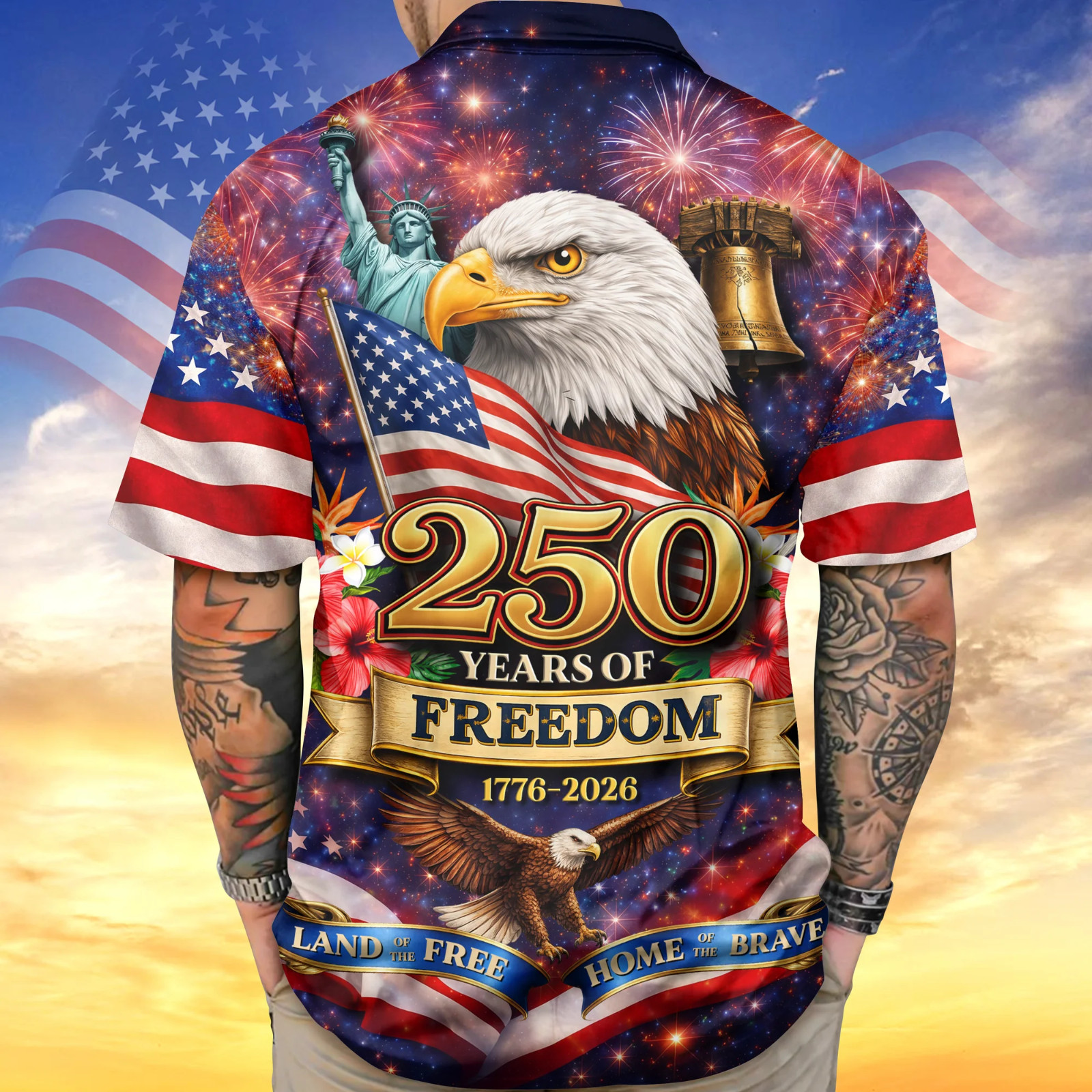 America 250th Anniversary Hawaiian Shirt, 250 Years Of Freedom Button Shirt gallery