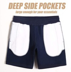 maamgic Men’s Fleece Pajama Flat Front Shorts 9″ Casual Medium, Dark Blue