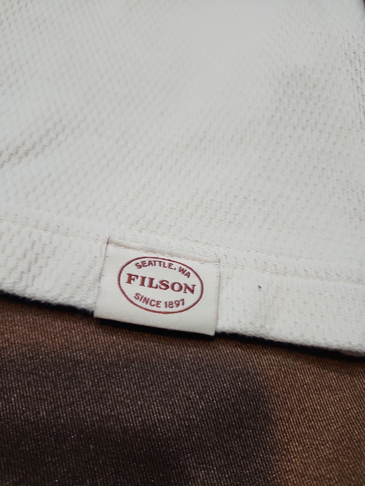 Filson long-sleeve thermal crewneck shirt Off White Mens Size M Waffle Knit gallery