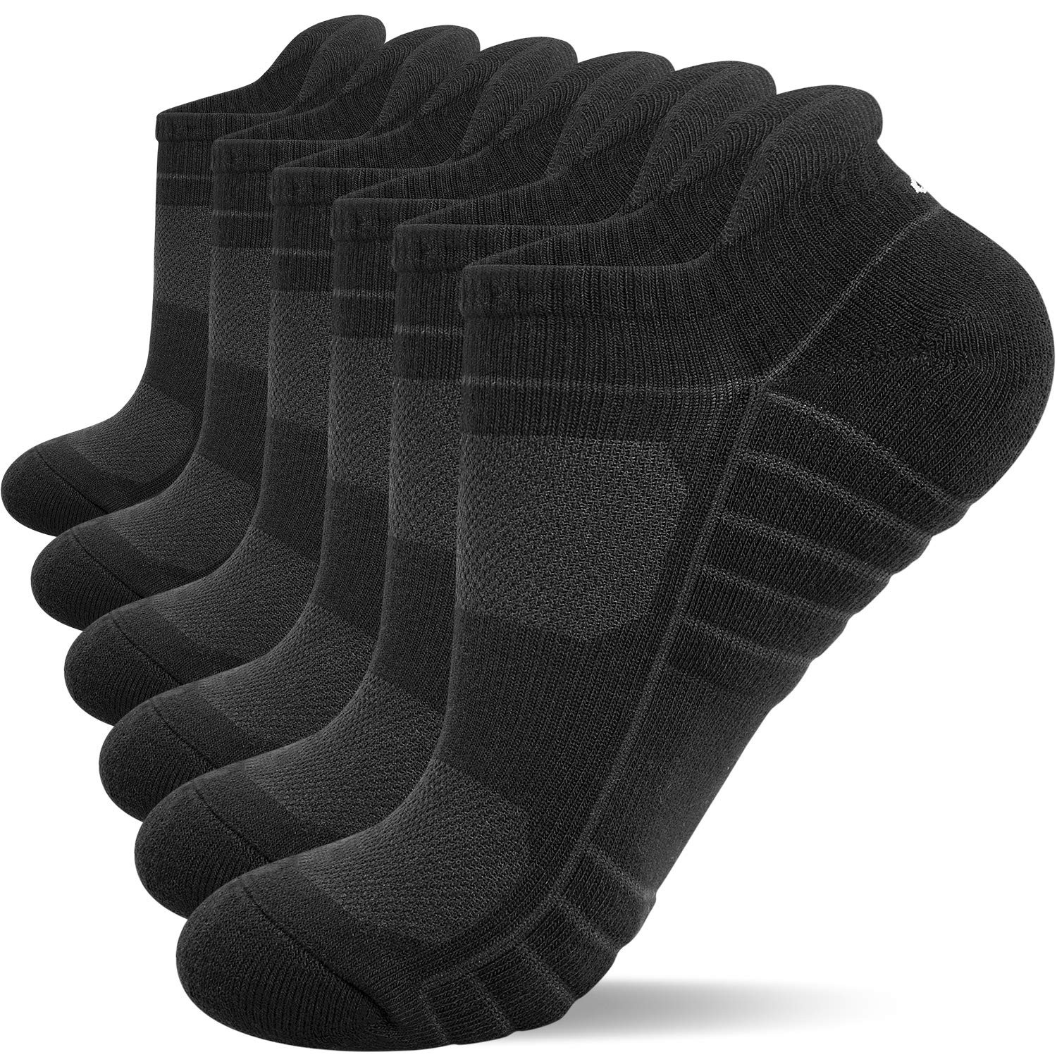Running Cushioned Socks Black Ankle Socks for Men Women Breathable 6Pairs Bla... gallery