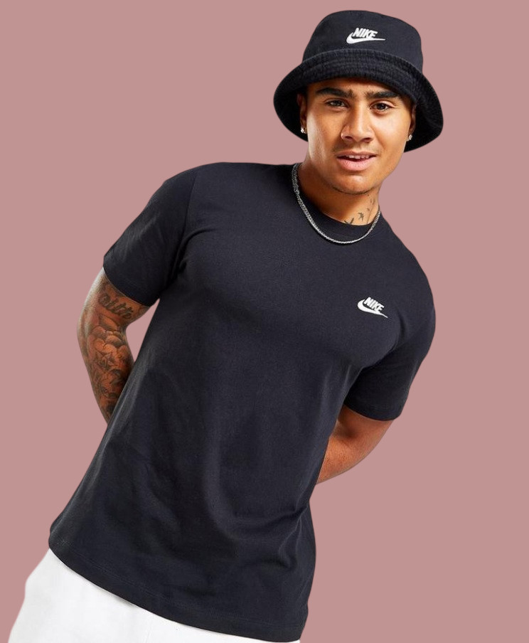 Nike Mens Sportswear Cotton Embroidered T-Shirt Black Sz M Short Sleeves New gallery