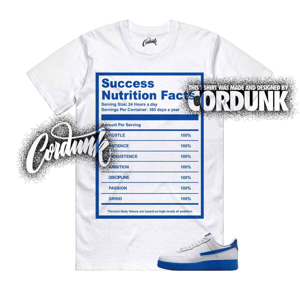 Air Force 1 Game Royal Blue White Hyper Dunk Low T Shirt Match SUCC