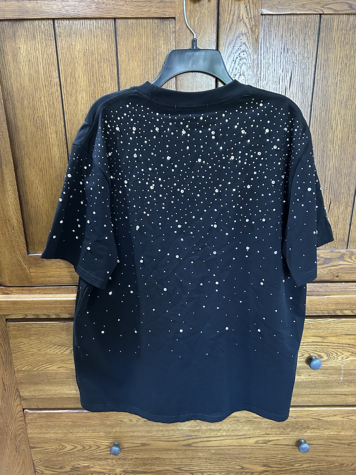 Vybes Luxury Diamond Star Rhinestones Fashion Black White T-Shirt High Quality gallery