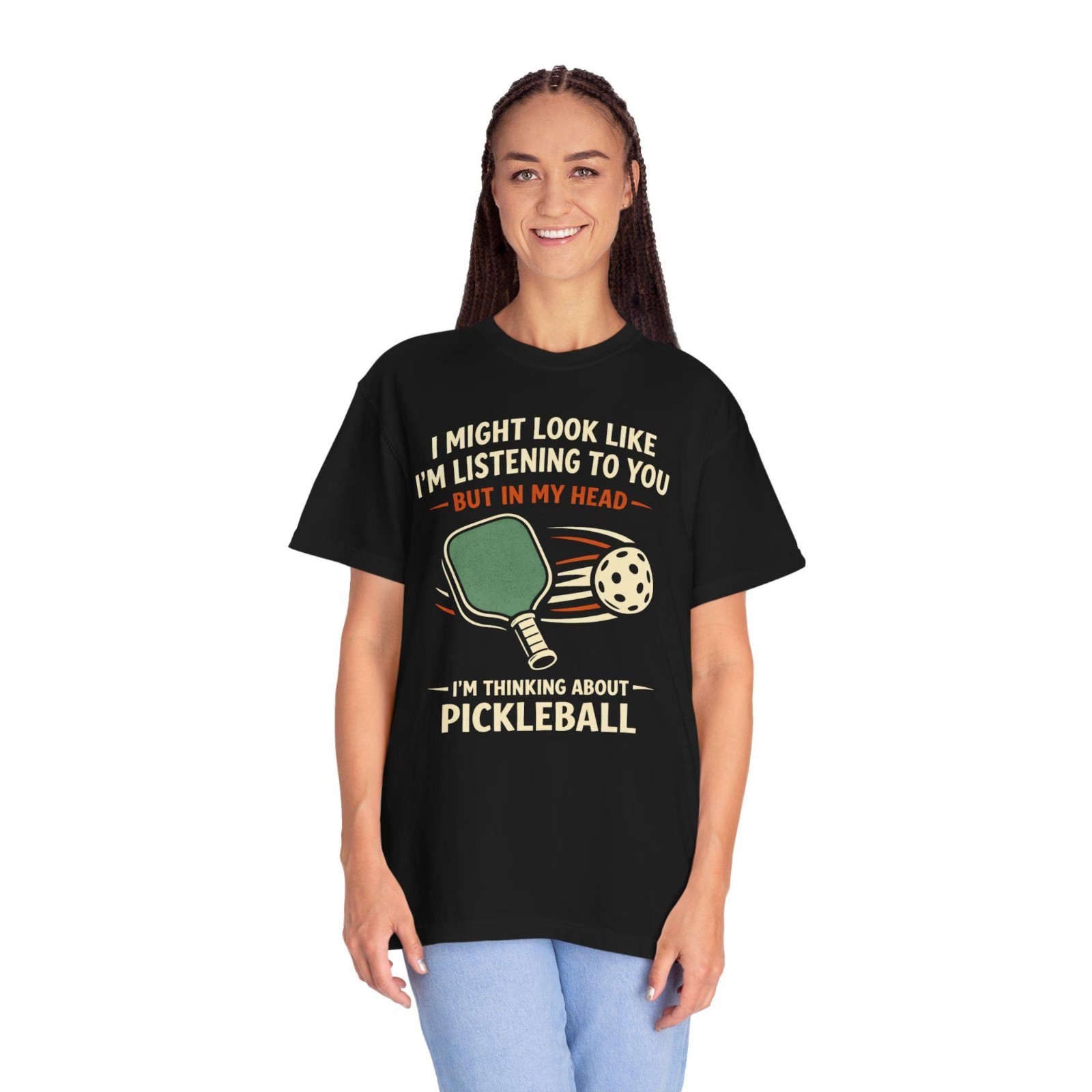Funny Pickleball Thinking About Pickleball Court Humor Tee T-Shirt gallery