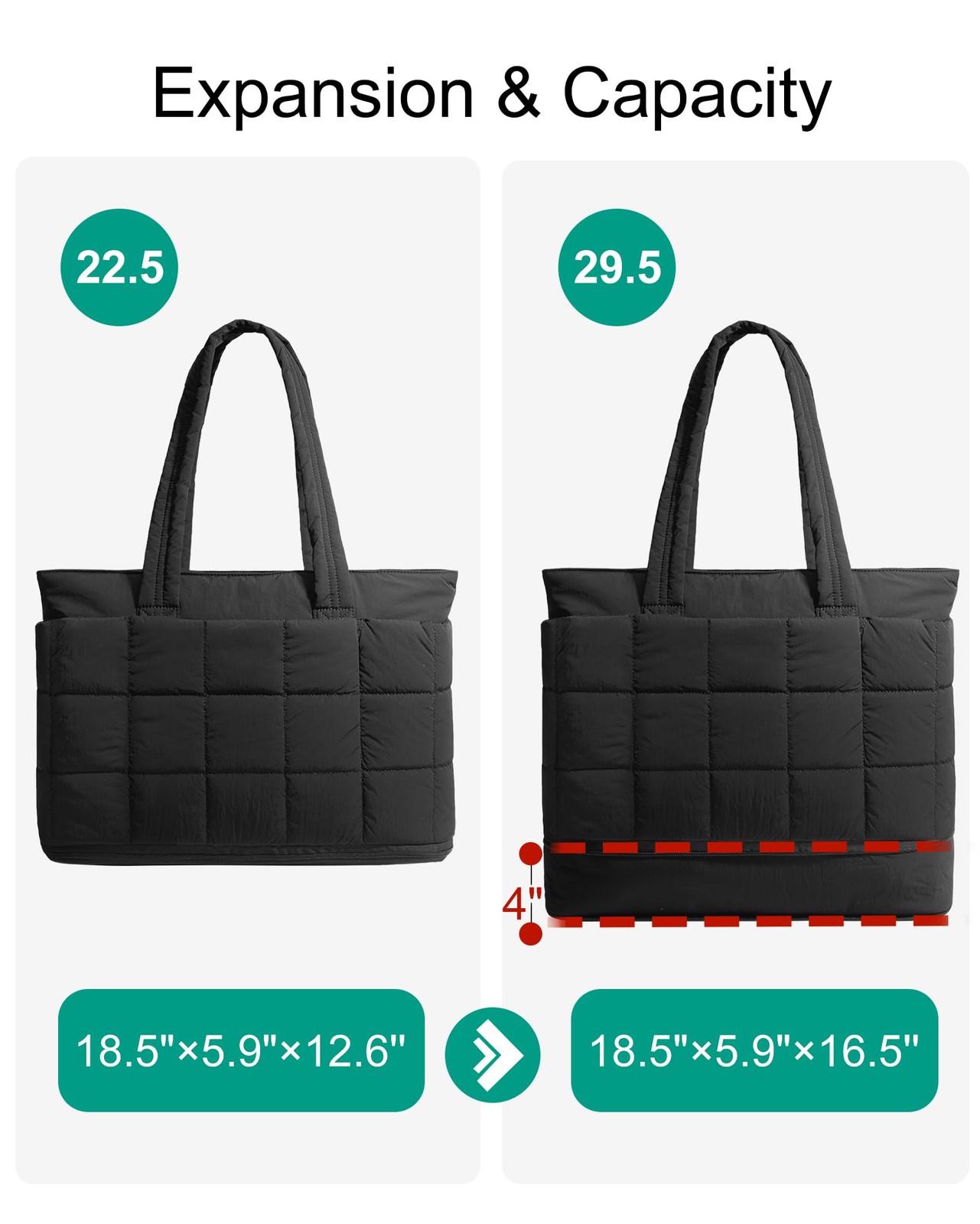 Tote Bag for Women, Puffer Work Bag 15.6 Inch Laptop Purse for Nurse Teacher,... gallery