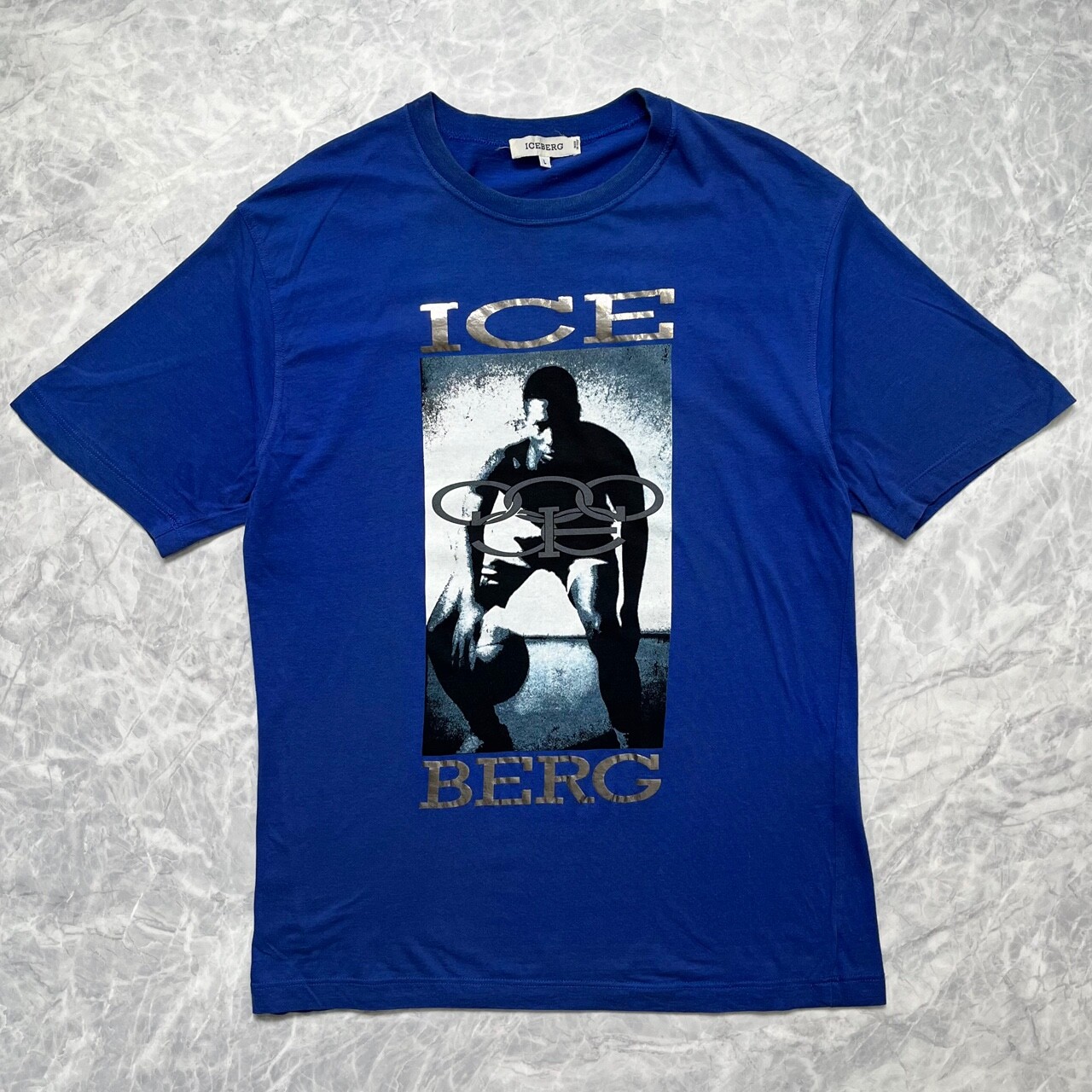 VTG ICEBERG HISTORY OLYMPIC DESIGN T-SHIRT MADE IN ITALY BLUE SIZE L gallery