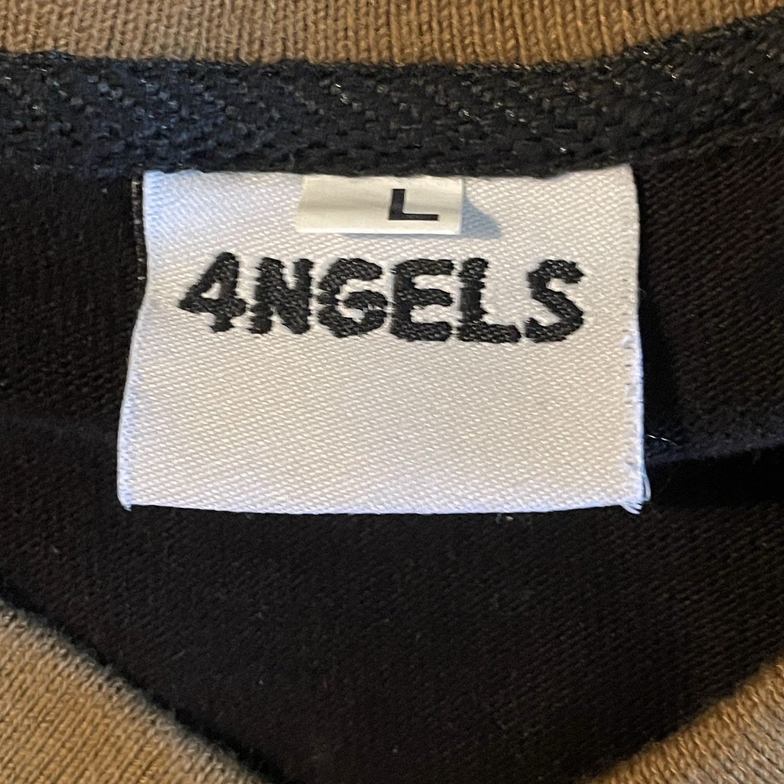4ngels Four Angels Denim V Neck T-Shirt Streetwear Handmade Large Brown & Black gallery