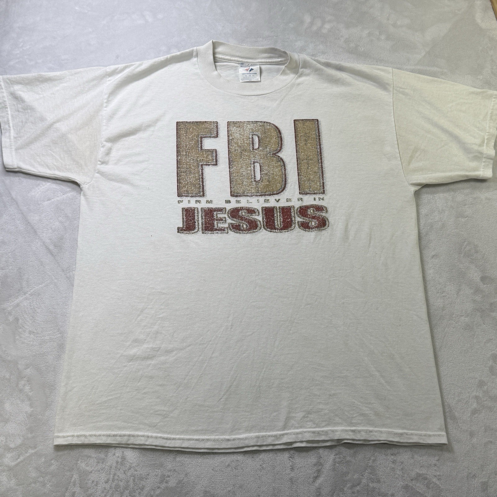 Vintage FBI Firm Believer In Jesus T Shirt XL Jerzees Religious Tee gallery