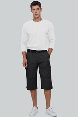 MAGCOMSEN Men’s Below Knee Long Shorts Cotton Work 3/4 Cargo Capris 40, Black