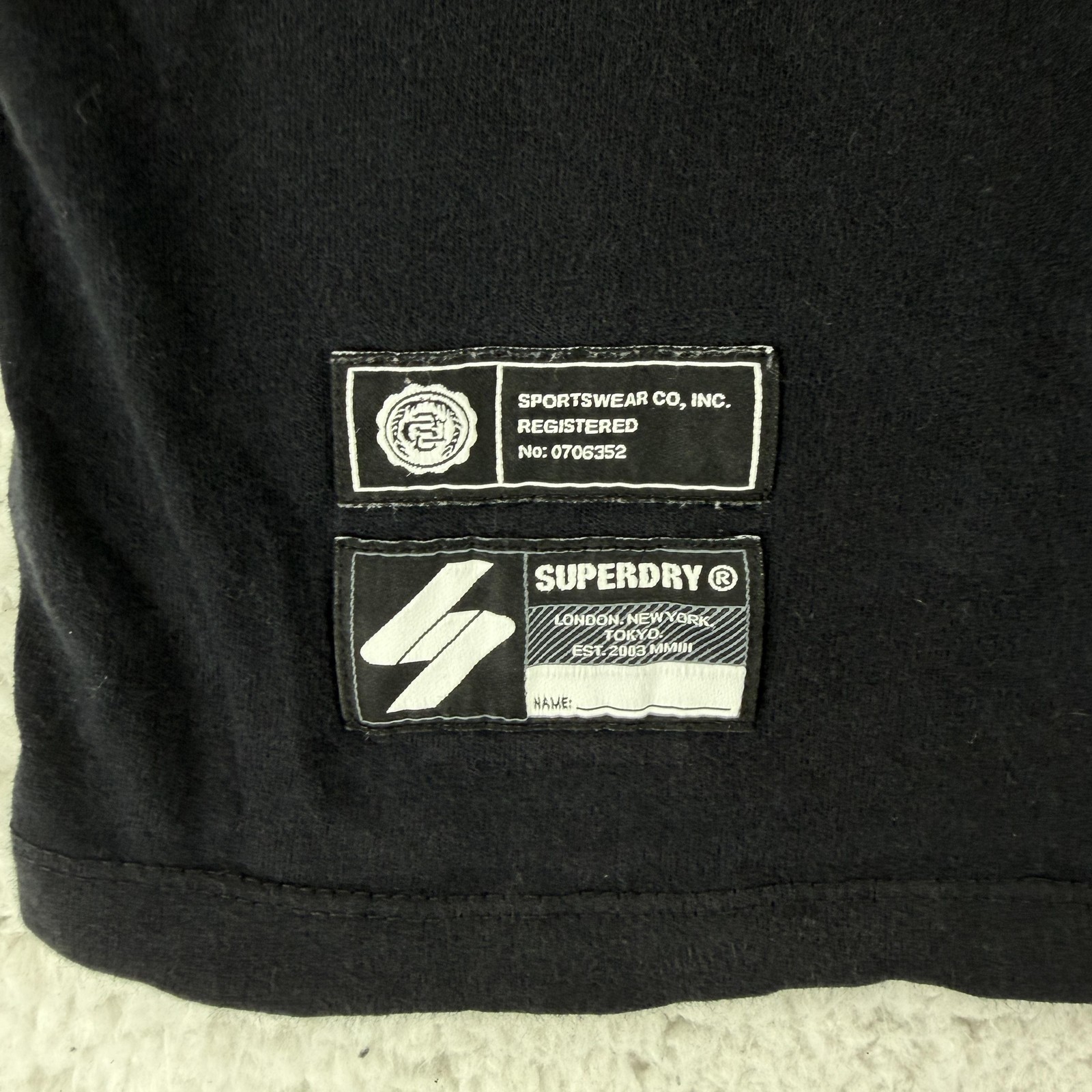 Superdry Shirt Mens Medium Black MMIII Crest Logo Graphic Tee T-Shirt Front gallery