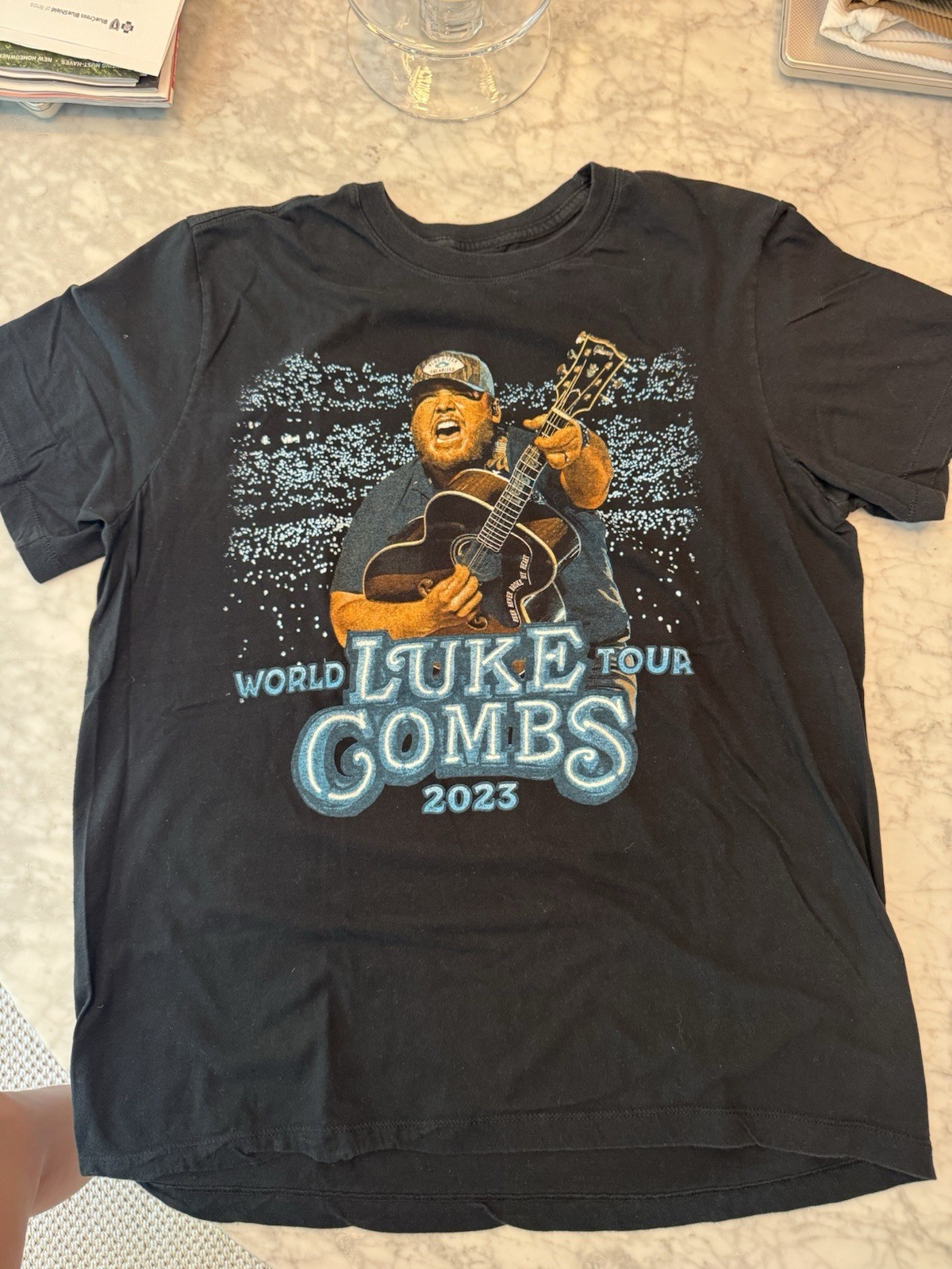 Luke Combs with Riley Green and Lainey Wilson 2023 Tour Black and Blue T-Shirt