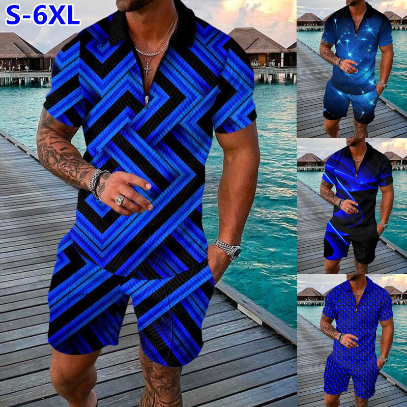 2025 Summer Mens Sweatsuit Short Sleeve T Shirts & Shorts Set 2 Piece Set Outfit gallery