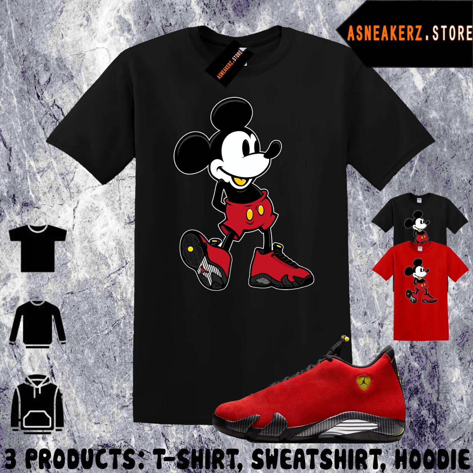 Tee Shirt Matching AJ 14 Ferrari 2025 Match Sneaker Sneakerhead M Mouse T-Shirt gallery