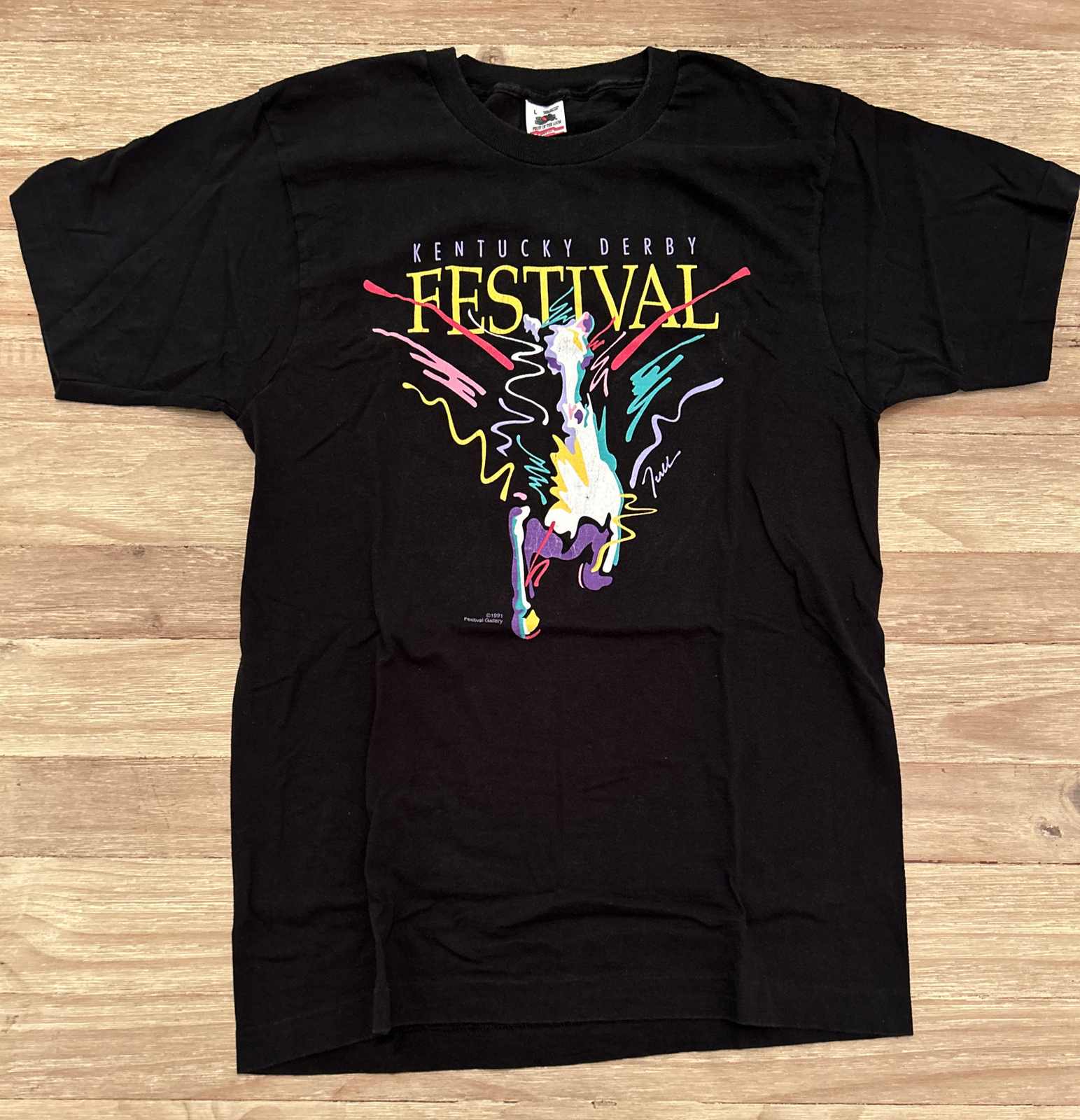 Kentucky Derby T Shirt *Small Chest 38” *see Description Vintage 1991 Black FOTL gallery