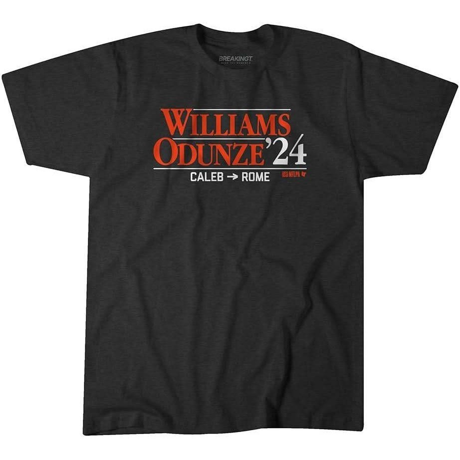 BREAKINGT Williams Odunze 24 Caleb Rome NFLPA Black T Shirt Mens Large NWT