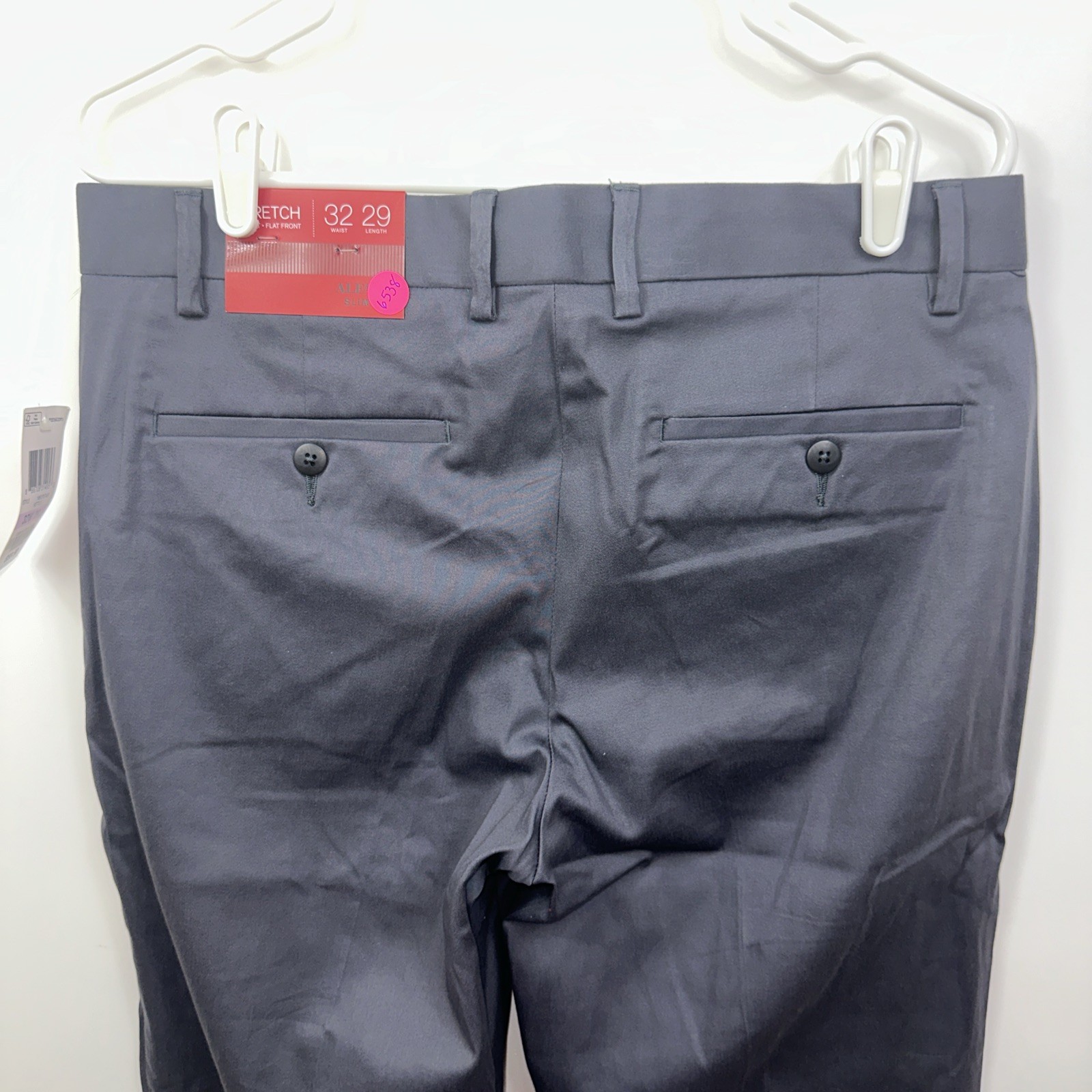 NWT Alfani Men’s 32 X 29 Gray Stretch Slim Fit Flat Front Dress Pants $60 gallery