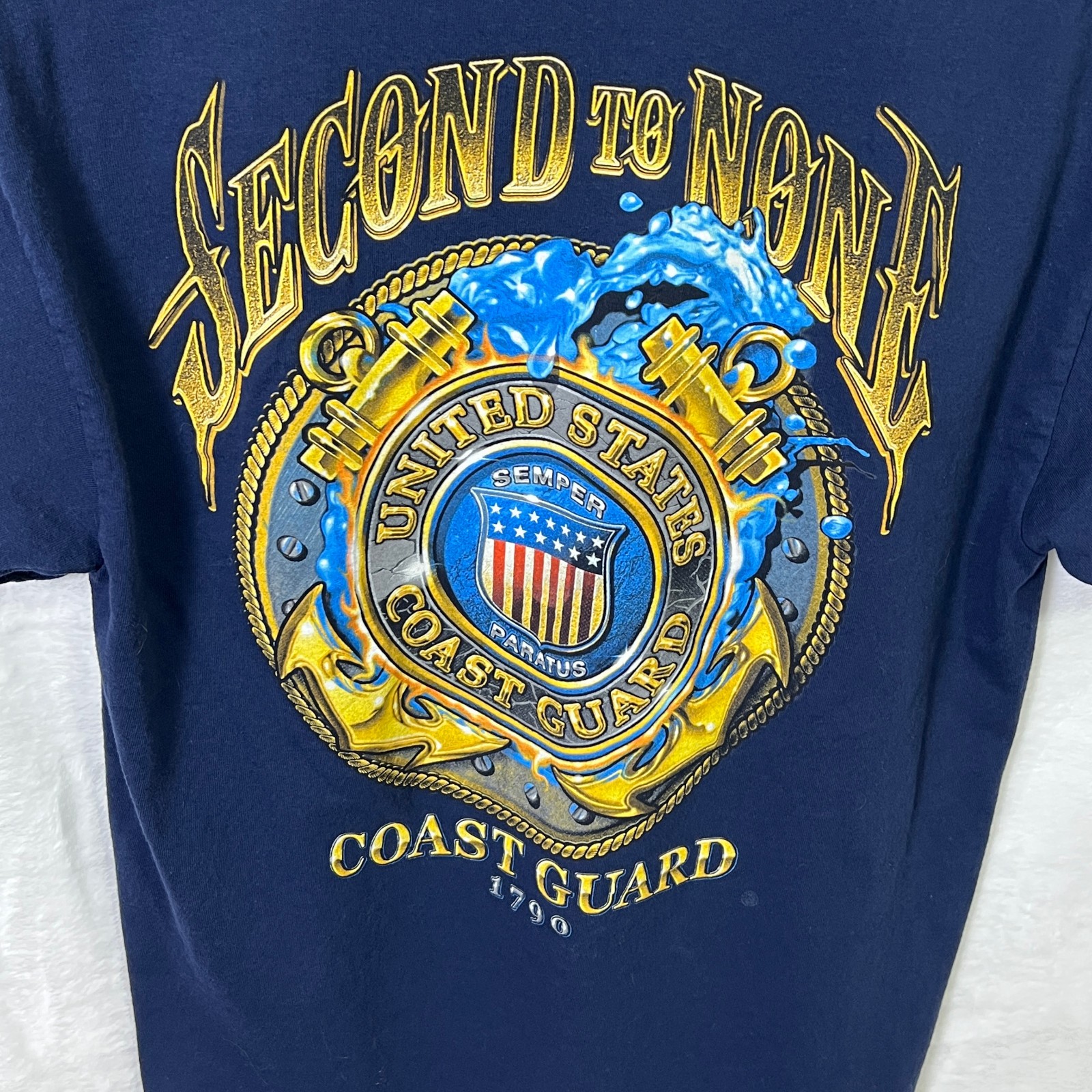 Gildan Coast Guard Second To None T Shirt Mens L Navy Short Sleeve Heavy Cotton gallery