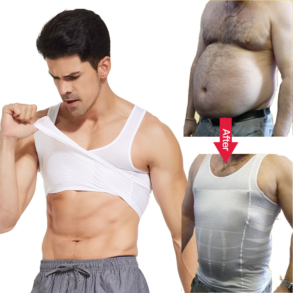 Men Slimmer Body Shaper Vest Abs Abdomen Compression Shirt Workout Tank Tops US gallery