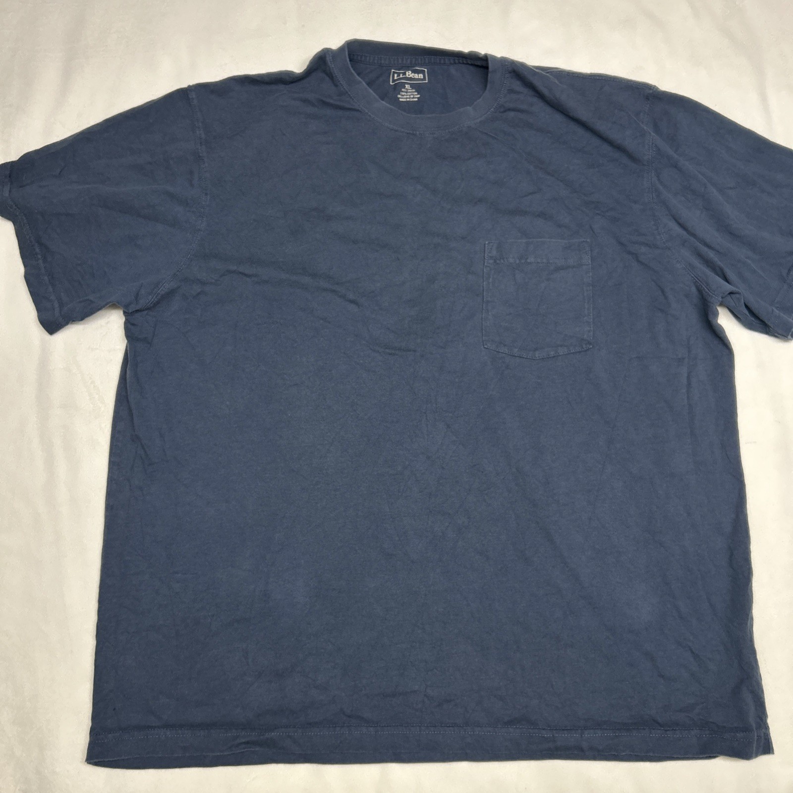 L.L.Bean Mens XL Blue Pocket T Shirt Traditional Fit Cotton Casual Short Sleeve