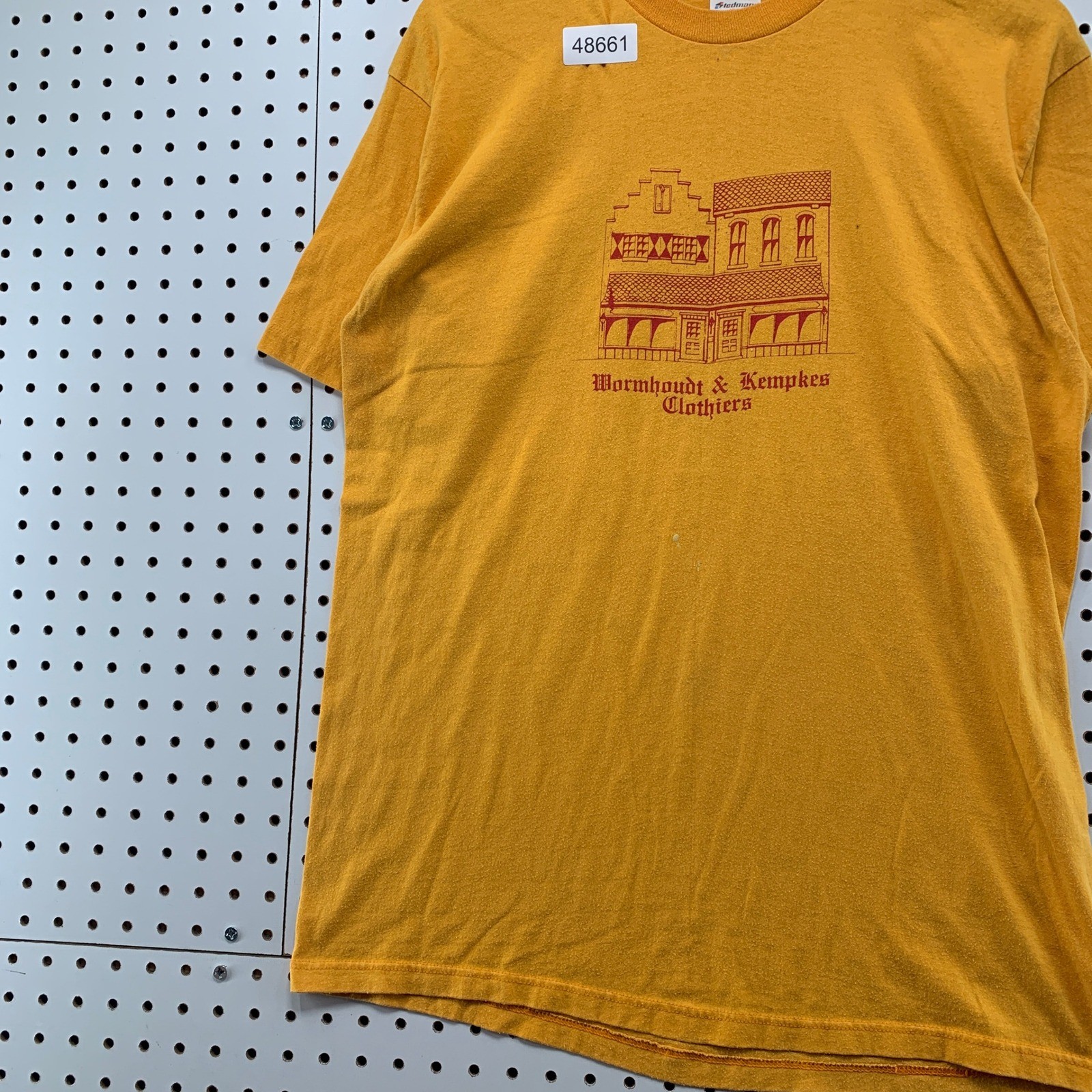 Vintage Stedman T Shirt Men XL Gold 80s Wormhoudt & Kempkes Clothiers Pella Iowa gallery
