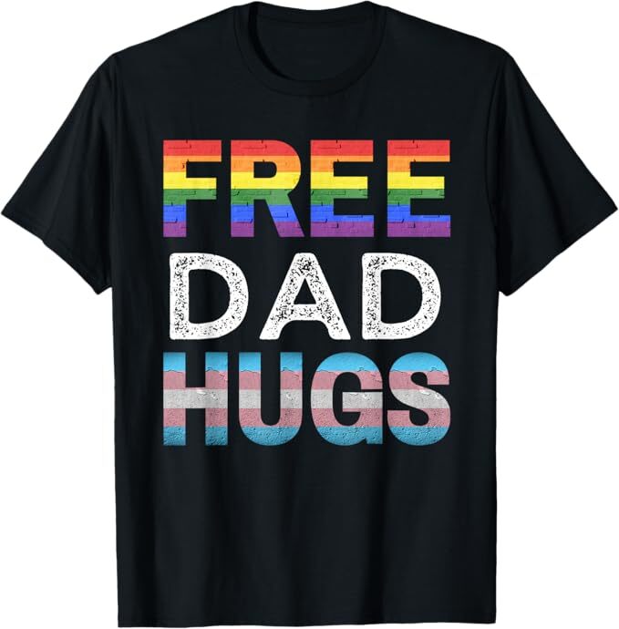Free Dad Hugs, LGBTQ Gay Pride Month, Proud Ally T-Shirt gallery