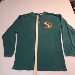 Disney Store Tigger Waffle Knit Henley Shirt XL Green Long Sleeve Winnie Pooh