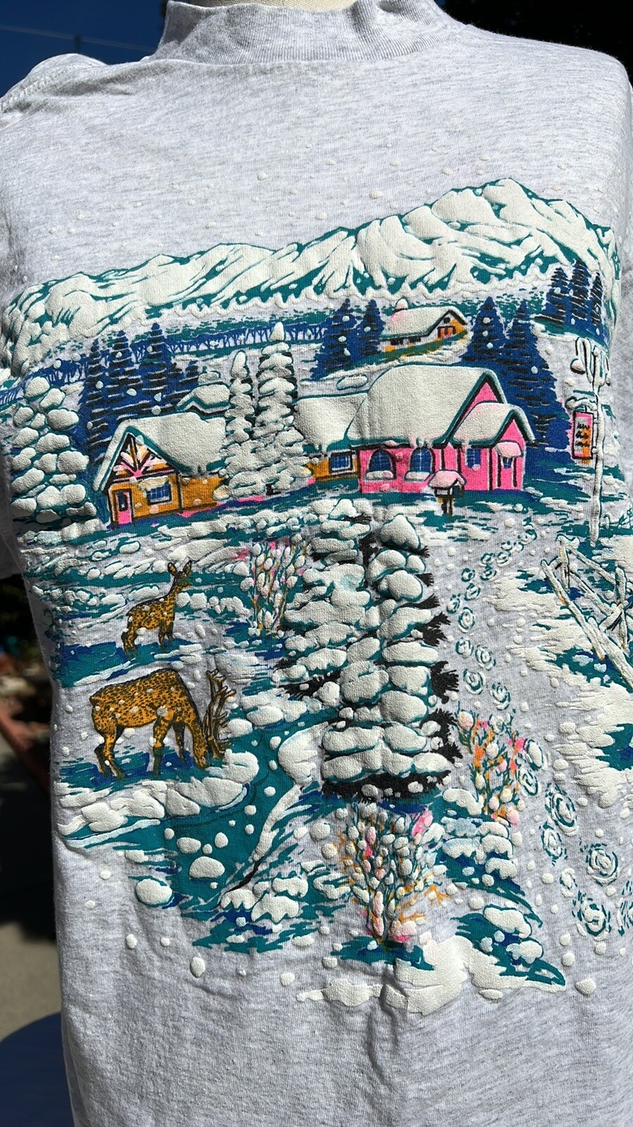 Vintage 90’s Oneita Winter Snow Scene Single Stitch Tee.🔥 gallery