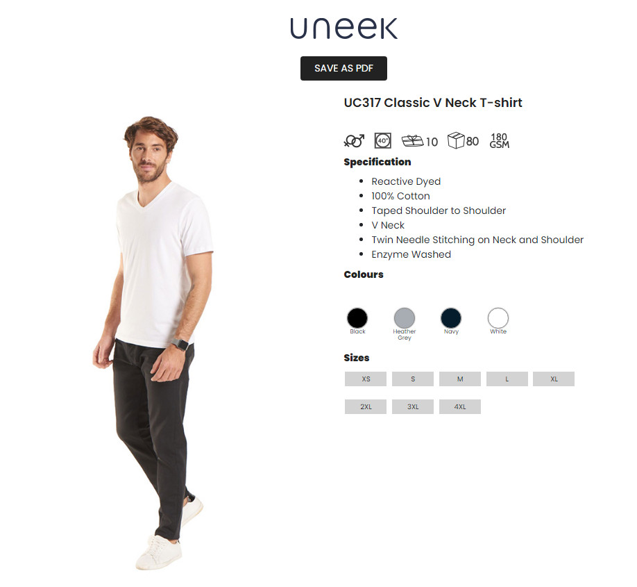 Personalised Custom Uneek Mens Classic V Neck T-Shirt 100% Cotton Casual Tee TOP gallery