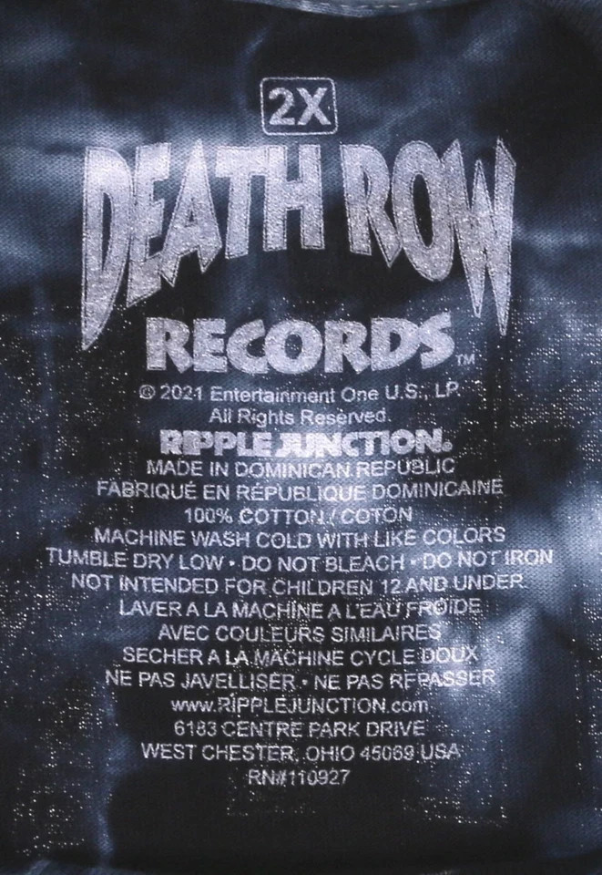 Death Row Records Blue 3D Print Tie Dye T Shirt Size 2XL gallery