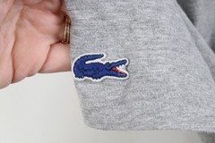 Lacoste Mens Size Large Croc Logo Jersey Knit Short Sleeve Henley T-Shirt Gray