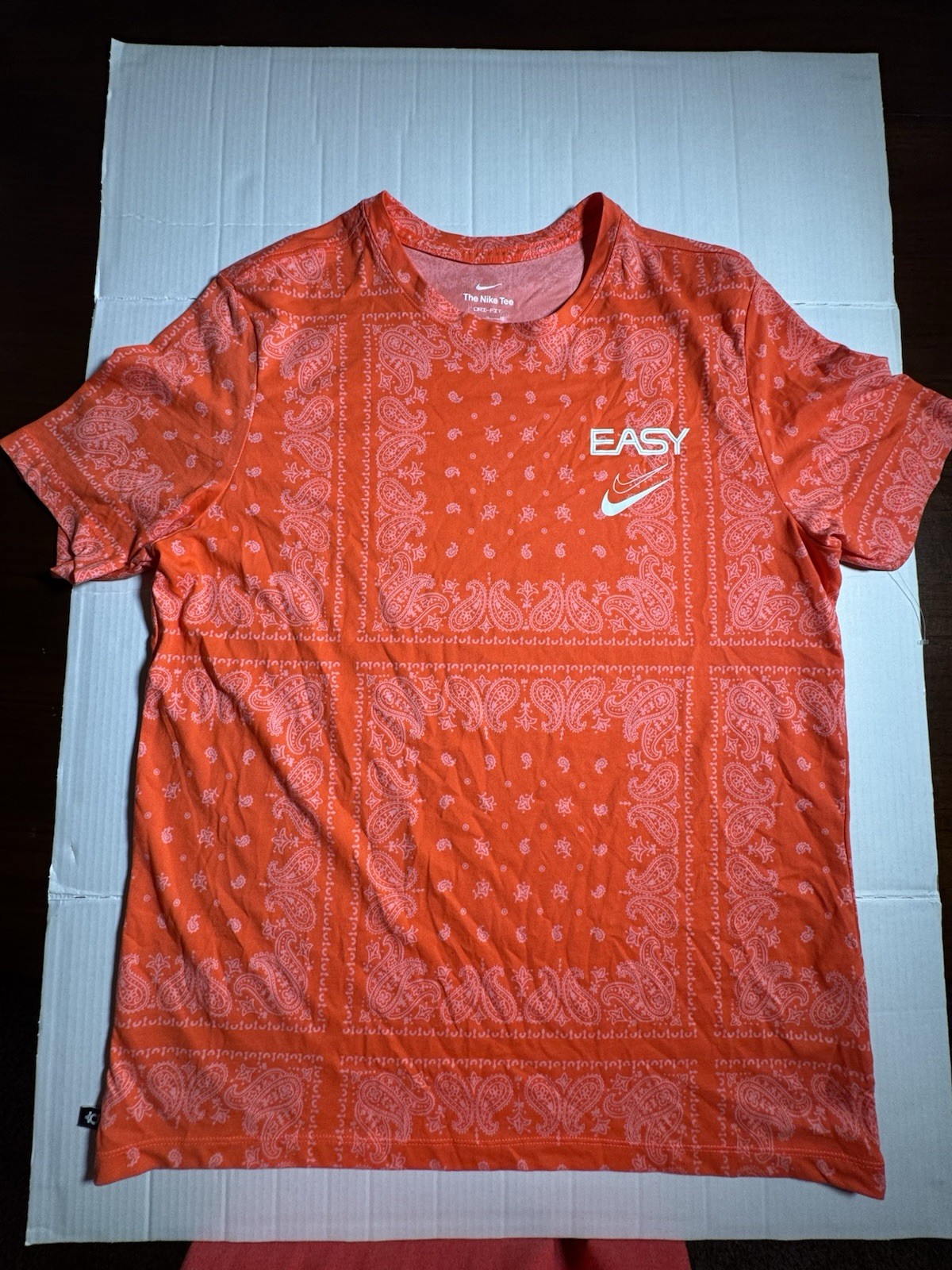 Pre Owned Kevin Durant Nike Dri Fit Paisley KD T Shirt Red Orange Men Size XL